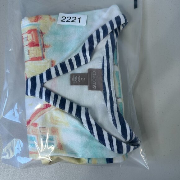 Chicos Tunic Top Size L Harbor Watercolor - Picture 12 of 12